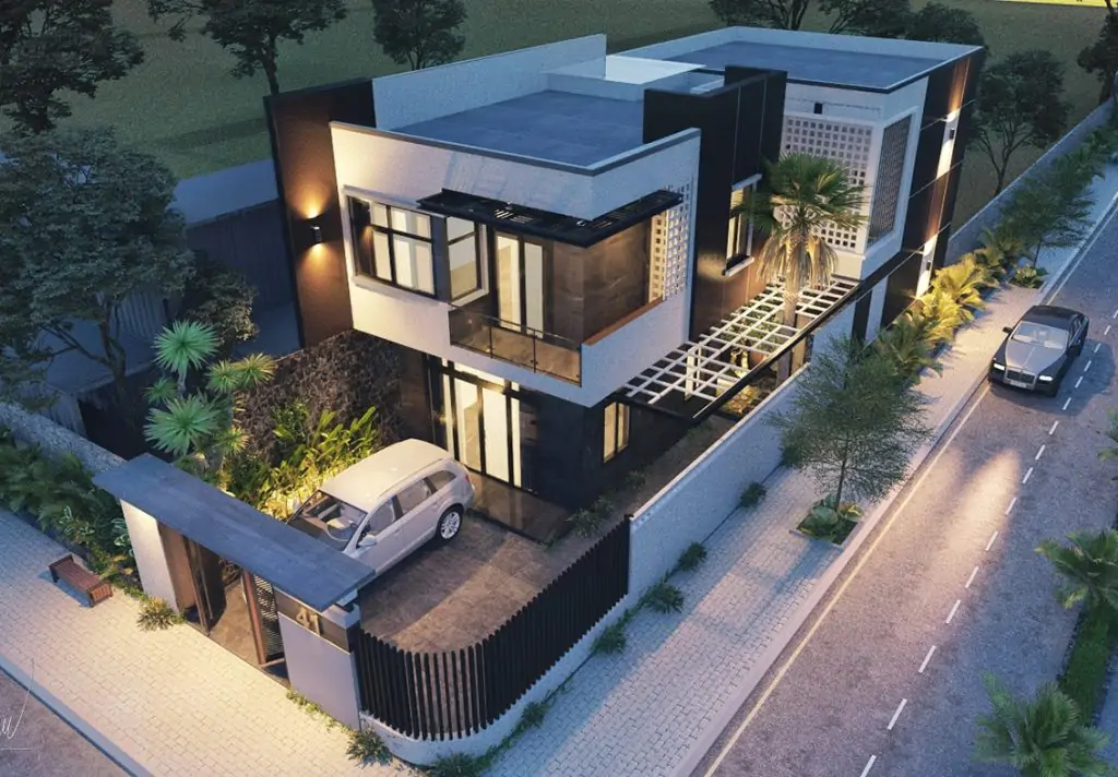 Thiết kế biệt thự 2 tầng 2 mặt tiền hiện đại tại Bắc Ninh